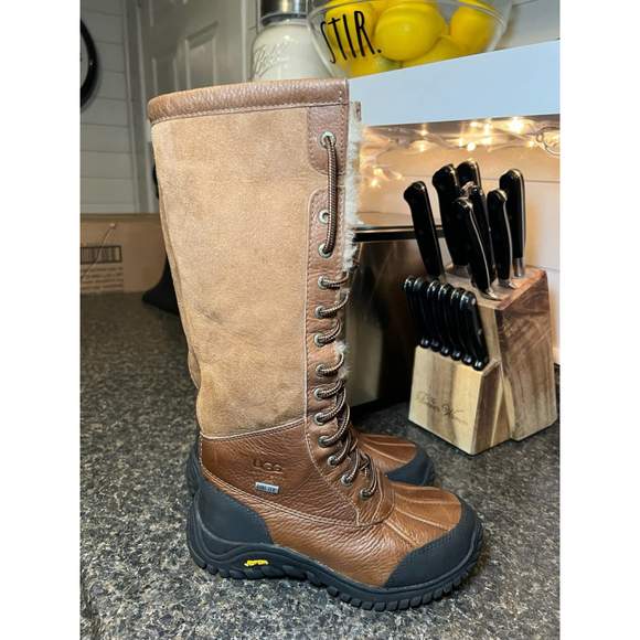 UGG Adirondack Tall Chestnut Leather Suede Boots - Picture 5 of 12